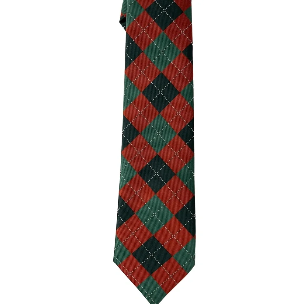 BOYS TIE 8 - 11 years zipper Diamond Red Green LITTLEST PRINCE COUTURE
